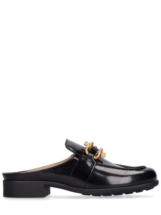 Bottega Veneta: 20mm Monsieur leather loafers - Siyah - women_0 | Luisa Via Roma