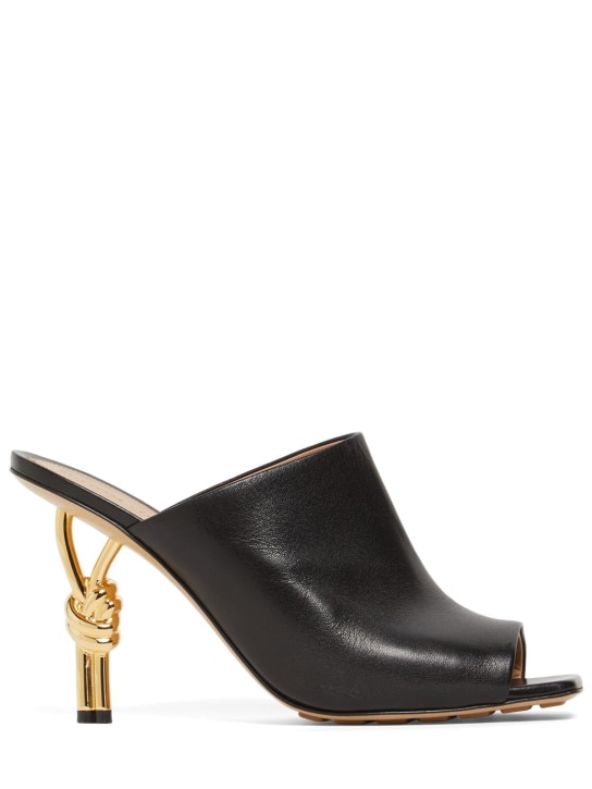 Bottega Veneta: 90mm Knot leather sandals - Siyah - women_0 | Luisa Via Roma