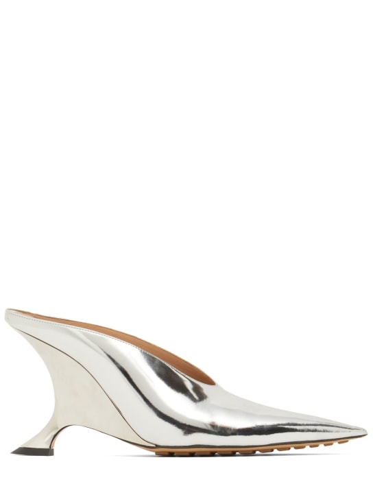 Bottega Veneta: 90毫米Rocket反光皮革高跟鞋 - 银色 - women_0 | Luisa Via Roma