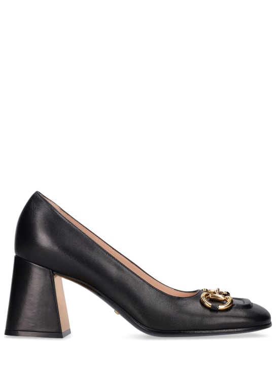 Gucci: Zapatos de tacón de piel con horsebit 75mm - women_0 | Luisa Via Roma