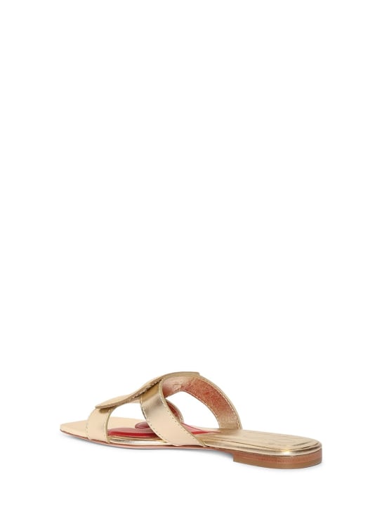 Roger Vivier: 10mm Metallic leather flats sandals - Gold - women_3 | Luisa Via Roma