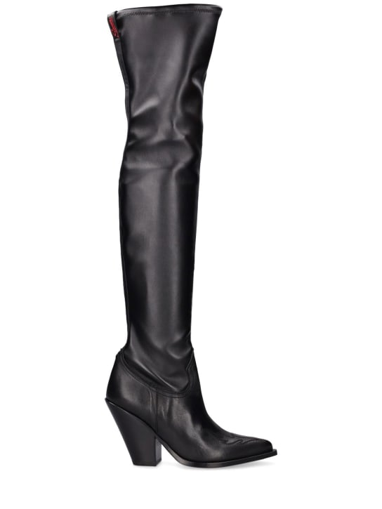 SONORA: 90mm Villa Hermosa faux leather boots - Black - women_0 | Luisa Via Roma
