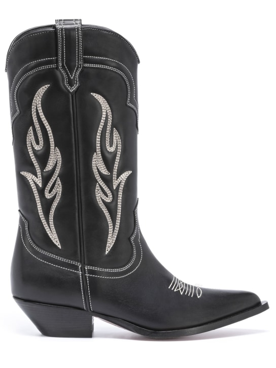 SONORA: 35mm Santa Fe leather tall boots - Siyah/Beyaz - women_0 | Luisa Via Roma