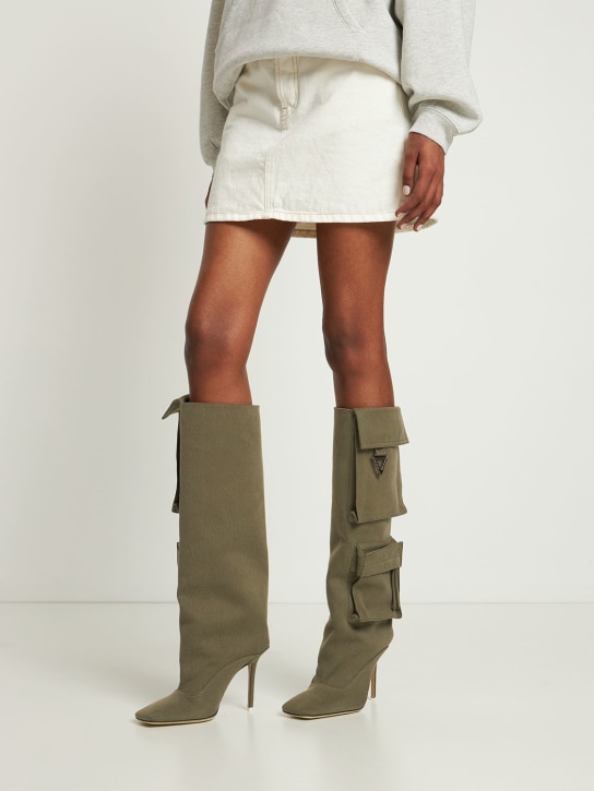 105mm Sienna canvas tall boots - Thumbnail 2