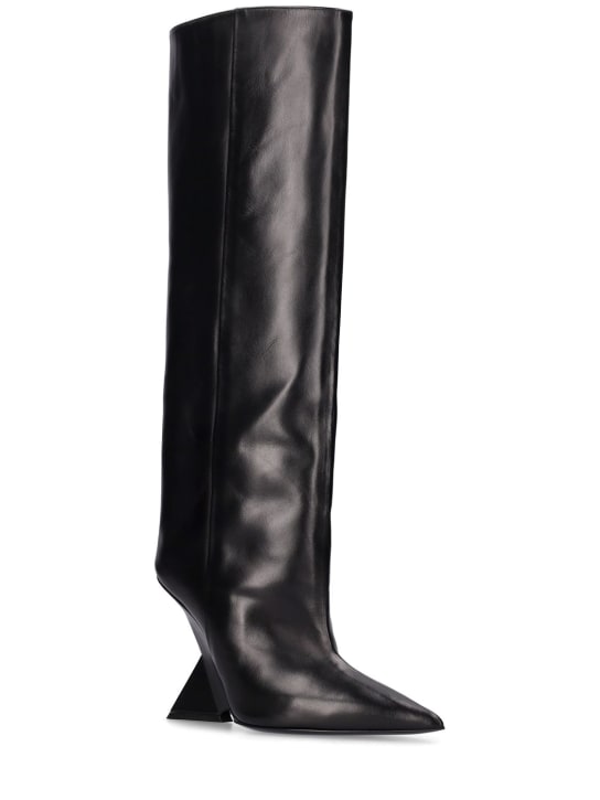 The Attico: 105mm Cheope leather tall boots - Siyah - women_1 | Luisa Via Roma
