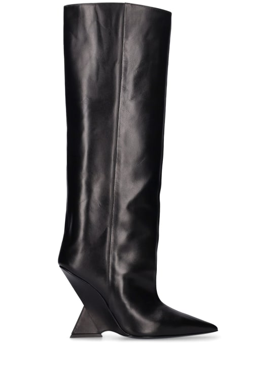 The Attico: 105mm Cheope leather tall boots - Siyah - women_0 | Luisa Via Roma