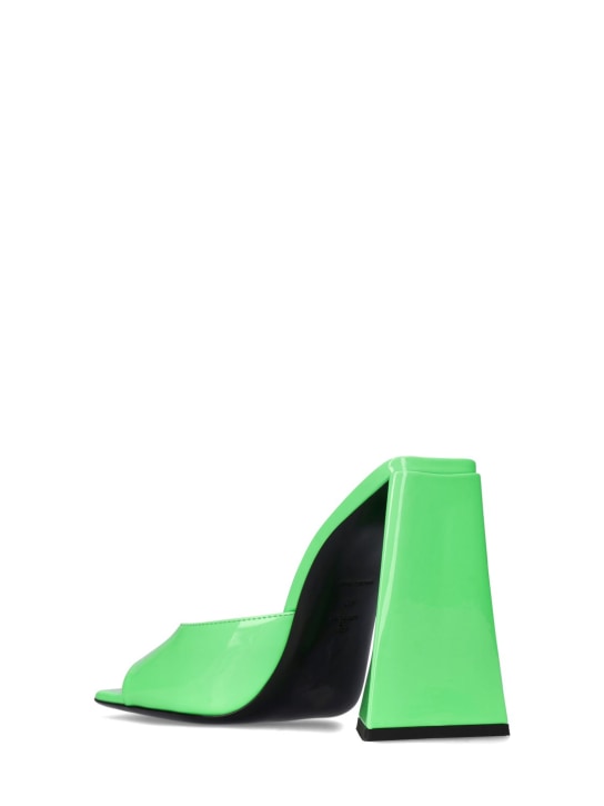 The Attico: 115mm Devon patent leather mules - Neon Green - women_3 | Luisa Via Roma