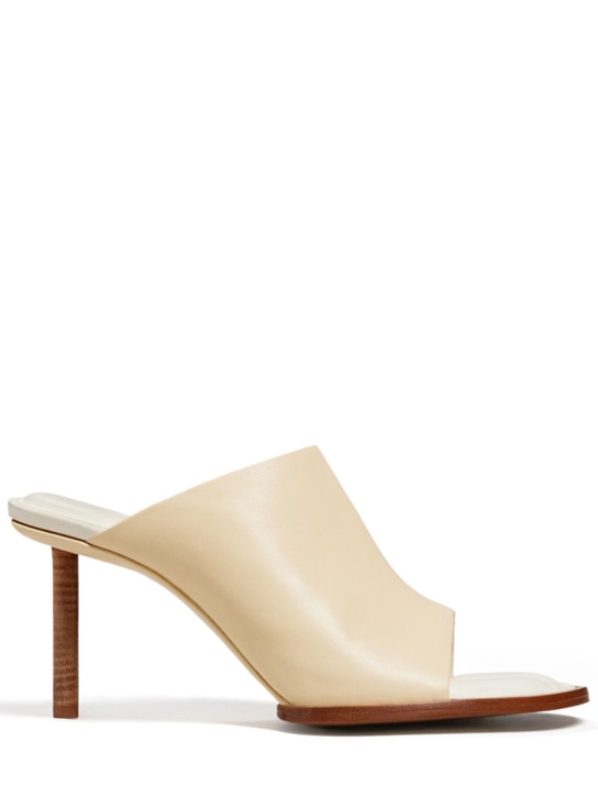 Jacquemus: 80mm Les Mules Ronde leather mules - Off White - women_0 | Luisa Via Roma