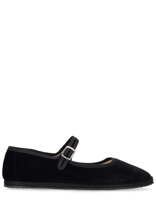 Vibi Venezia: 10mm Mary Jane Nero velvet slippers - Black - women_0 | Luisa Via Roma