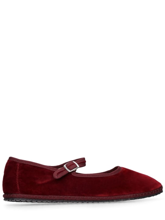 Vibi Venezia: 10mm Mary Jane Bordeaux velvet slippers - Bordo - women_0 | Luisa Via Roma