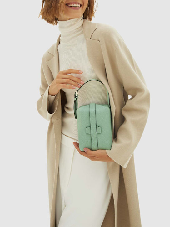 Valextra: Tric Trac grained leather bag - Acqua - women_1 | Luisa Via Roma