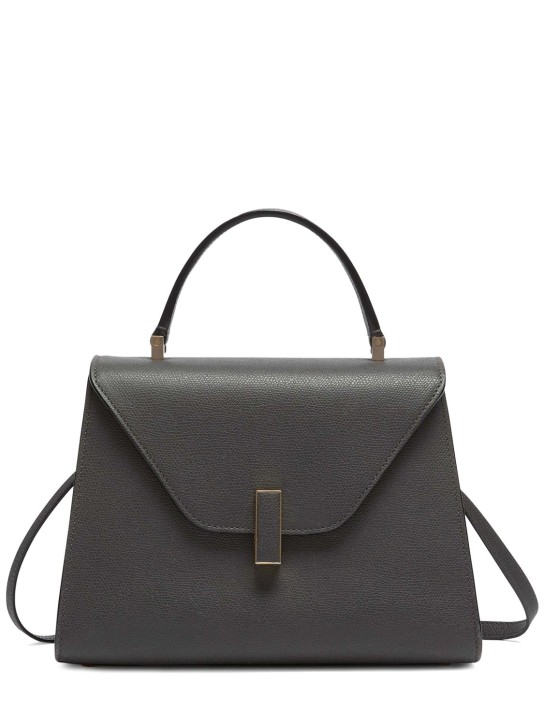 Valextra: Medium Iside soft grained leather bag - Fumo Di Londra - women_0 | Luisa Via Roma