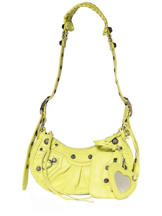 Balenciaga: XS Le Cagole leather shoulder bag - Lime Green - women_0 | Luisa Via Roma