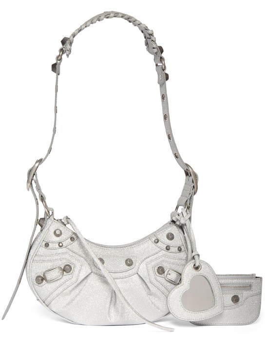 Balenciaga: XS Le Cagole canvas shoulder bag - Silver - women_0 | Luisa Via Roma