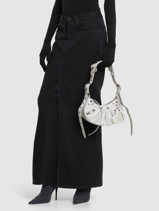 Balenciaga: XS Le Cagole canvas shoulder bag - Silver - women_1 | Luisa Via Roma