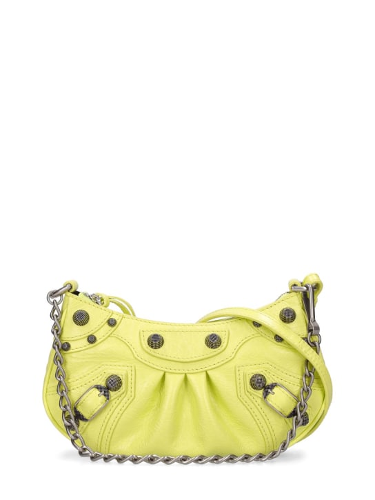 Balenciaga: Le Cagole mini leather purse - Lime Green - women_0 | Luisa Via Roma