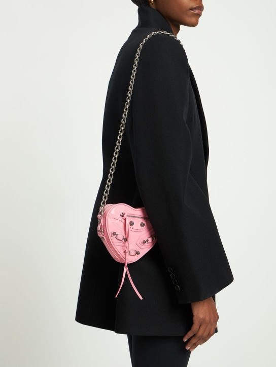 Balenciaga: Portafoglio mini Cagole in pelle con catena - Sweet Pink - women_1 | Luisa Via Roma