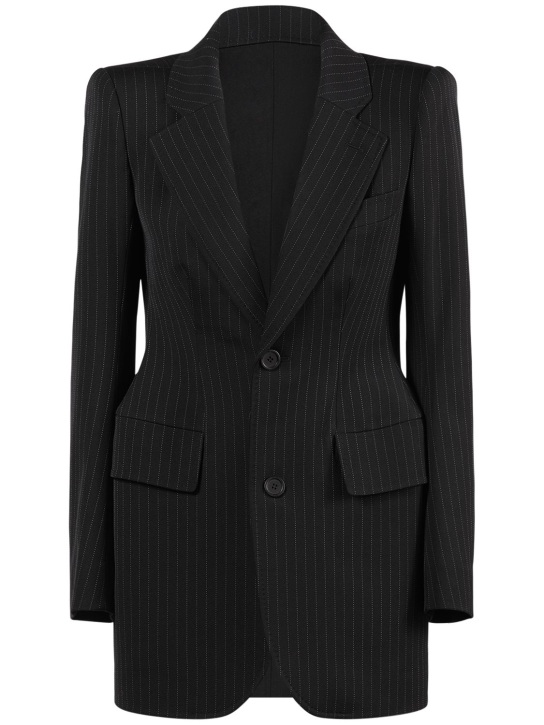 Balenciaga: Hourglass wool jacket - Black/White - women_0 | Luisa Via Roma