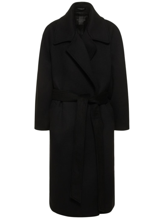 Balenciaga: Raglan cashmere & wool coat - Siyah - women_0 | Luisa Via Roma