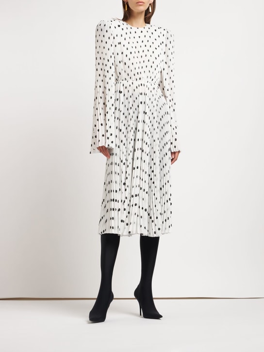 Balenciaga: Pleated crepe dress - White/Black - women_1 | Luisa Via Roma