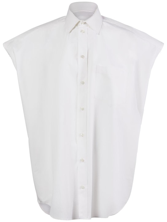 Balenciaga: 大廓型棉质府绸衬衫 - 白色 - women_0 | Luisa Via Roma