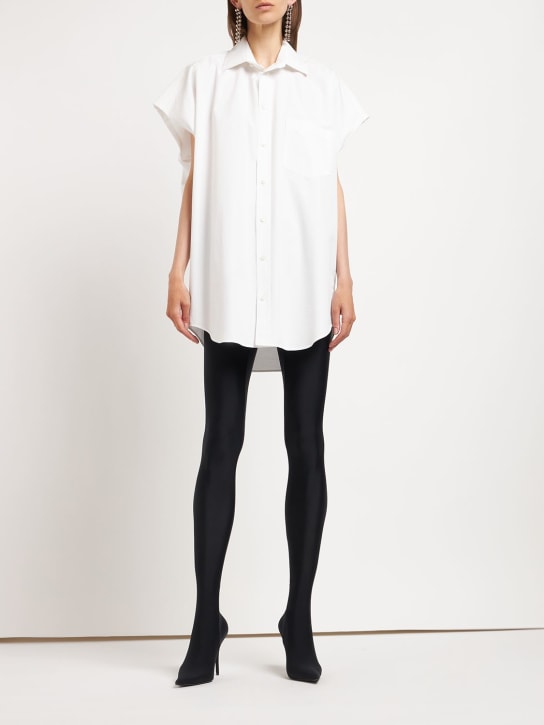 Balenciaga: Camicia oversize in popeline di cotone - Bianco - women_1 | Luisa Via Roma