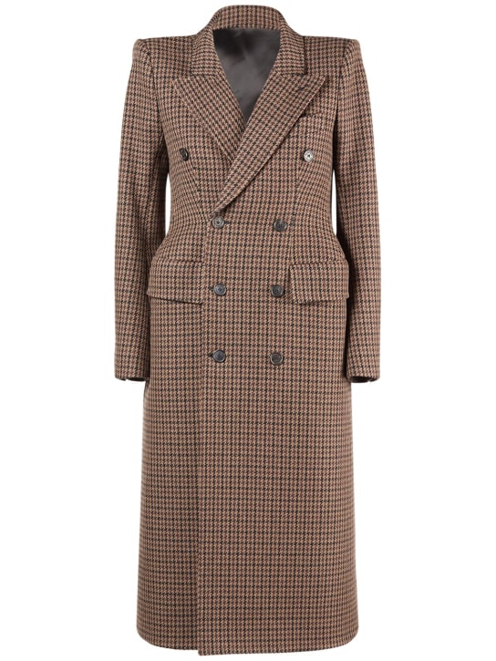 Balenciaga: Hourglass wool coat - Brown/Beige - women_0 | Luisa Via Roma