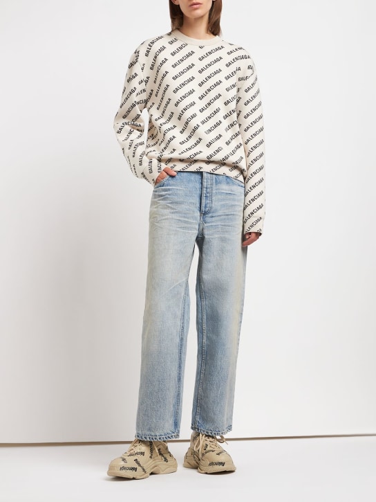 Balenciaga: Ankle cut denim jeans - 80s Clear Blue - women_1 | Luisa Via Roma