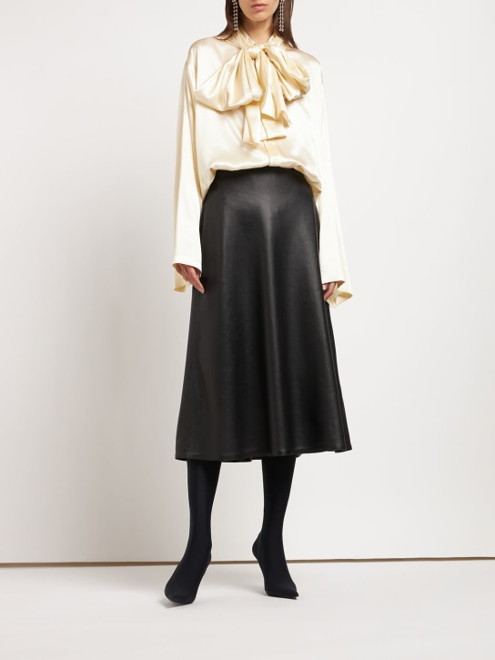 Balenciaga: Hooded silk shirt - Fil dişi rengi - women_1 | Luisa Via Roma
