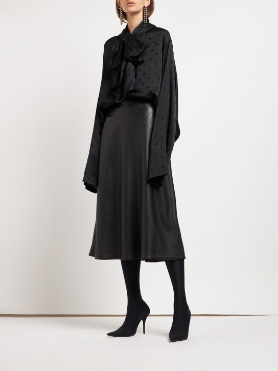 Balenciaga: Jupe en cuir ligne A - Noir - women_1 | Luisa Via Roma