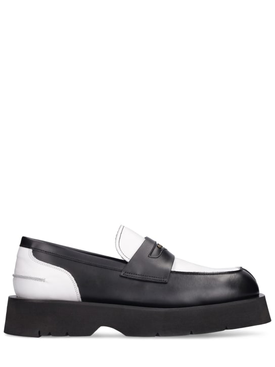 Andersson Bell: Penny leather loafers - Black/White - men_0 | Luisa Via Roma