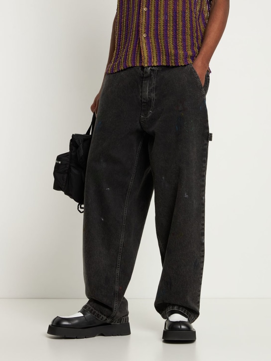 Andersson Bell: Penny leather loafers - Black/White - men_1 | Luisa Via Roma