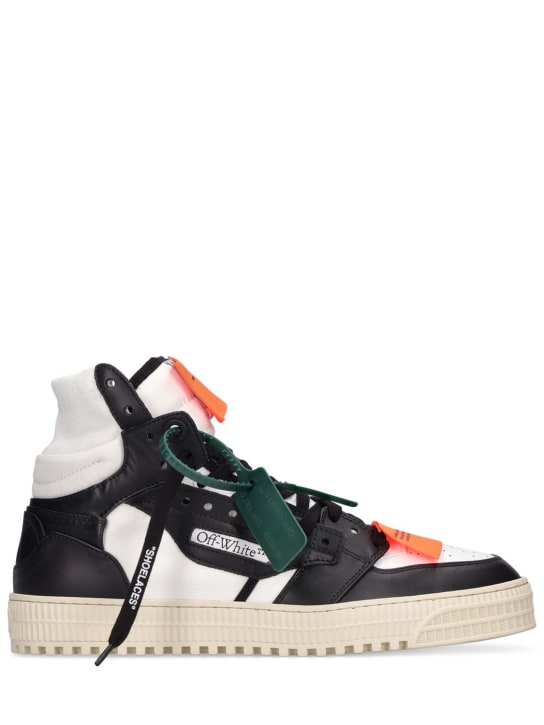 Off-White: Sneakers altas 3.0 Off Court de piel - Blanco/Negro - men_0 | Luisa Via Roma