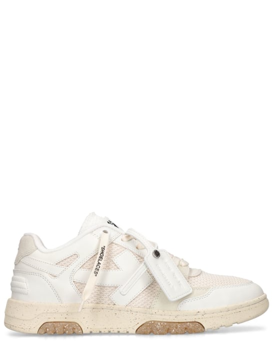 Off-White: Slim Out of Office leather sneakers - men_0 | Luisa Via Roma