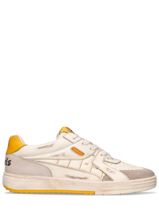 Palm Angels: Palm University leather low-top sneakers - men_0 | Luisa Via Roma