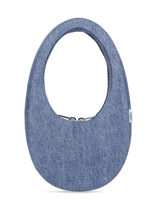 Coperni: Mini Swipe denim top handle bag - Light Blue - women_0 | Luisa Via Roma