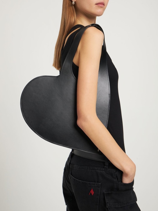 Coperni: Mini heart leather shoulder bag - Siyah - women_1 | Luisa Via Roma