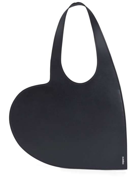 Coperni: Mini heart leather shoulder bag - Siyah - women_0 | Luisa Via Roma