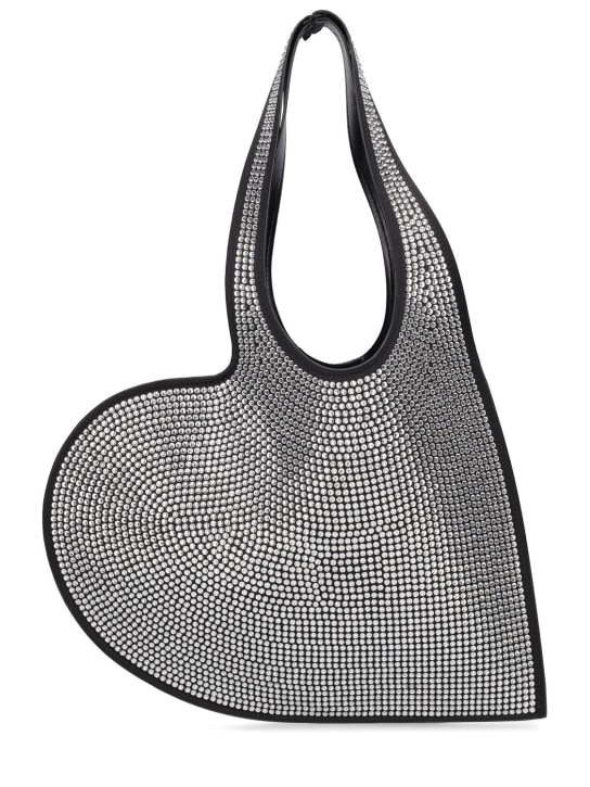 Coperni: Mini heart embellished shoulder bag - Siyah - women_0 | Luisa Via Roma