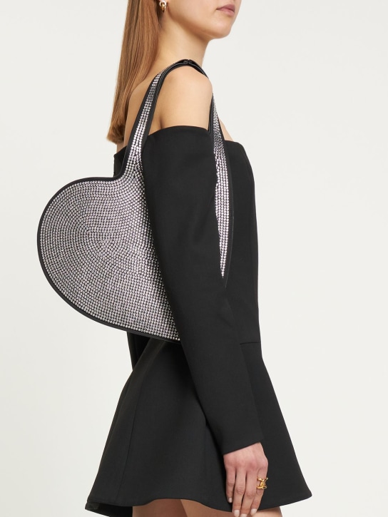 Coperni: Mini heart embellished shoulder bag - Siyah - women_1 | Luisa Via Roma