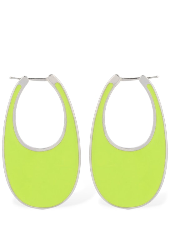 Coperni: Large lacquered swipe earrings - Apple Green - women_0 | Luisa Via Roma