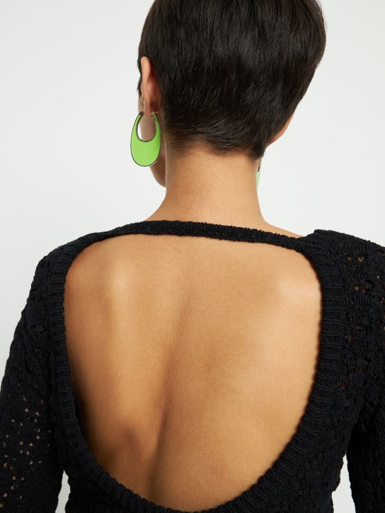 Coperni: Large lacquered swipe earrings - Yeşil - women_1 | Luisa Via Roma