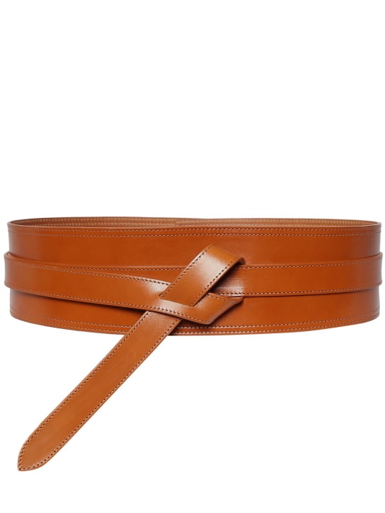 Isabel Marant: 9cm Moshy knot leather waist belt - Natural - women_0 | Luisa Via Roma