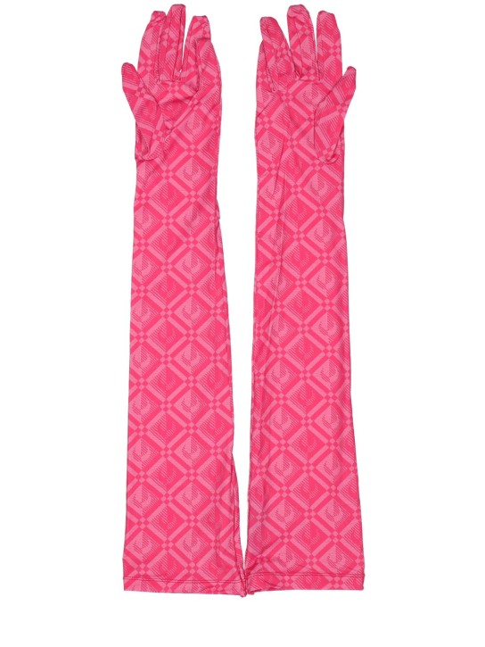 Marine Serre: Regenerated printed gloves - Diamant Fuschia - women_1 | Luisa Via Roma
