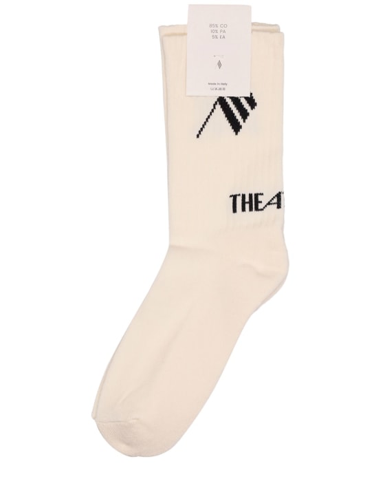 The Attico: Short stretch cotton knit socks - White/Black - women_1 | Luisa Via Roma