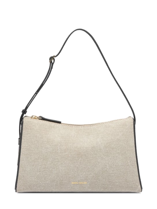 Manu Atelier: Prism denim & leather shoulder bag - women_0 | Luisa Via Roma