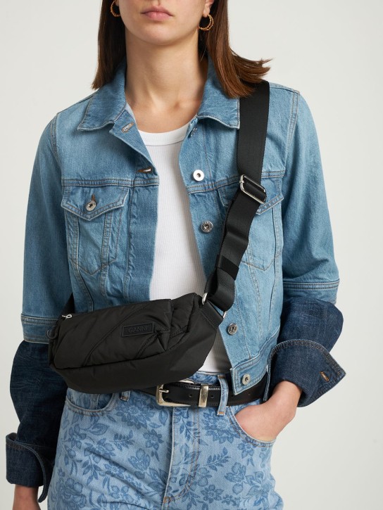 GANNI: 小号绗缝再生科技织物单肩包 - women_1 | Luisa Via Roma