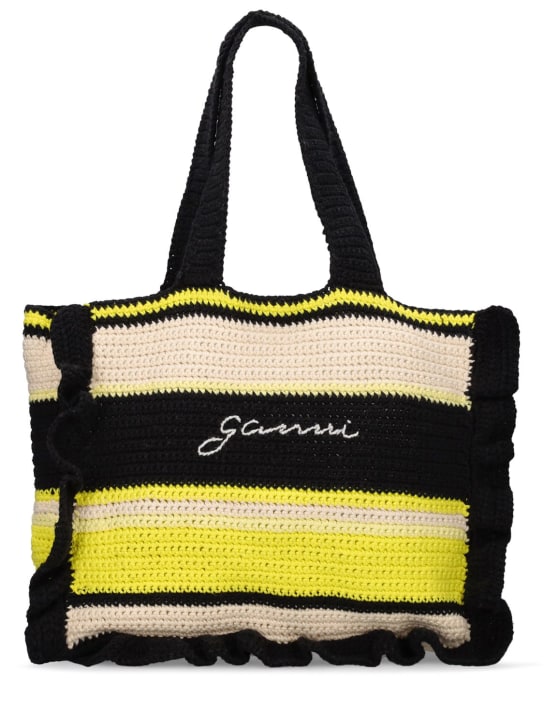 GANNI: Cotton crochet ruffle tote bag - women_0 | Luisa Via Roma