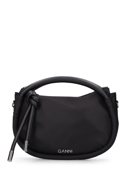 GANNI: Mini Knot recycled tech top handle bag - women_0 | Luisa Via Roma