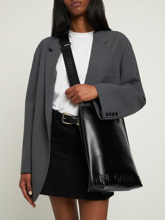 GANNI: Medium Banner recycled leather bag - women_1 | Luisa Via Roma